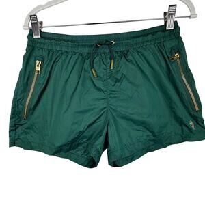 SINK SWIMWEAR Pinnacle Tailored Men's Swim Shorts Green Gold Zippers Size S $129